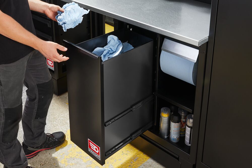 Base unit with bin and paper roll holder RWS2 black